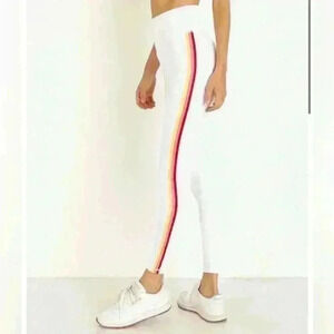 Spirtual Gangster rainbow 🌈  white track leggings sz small